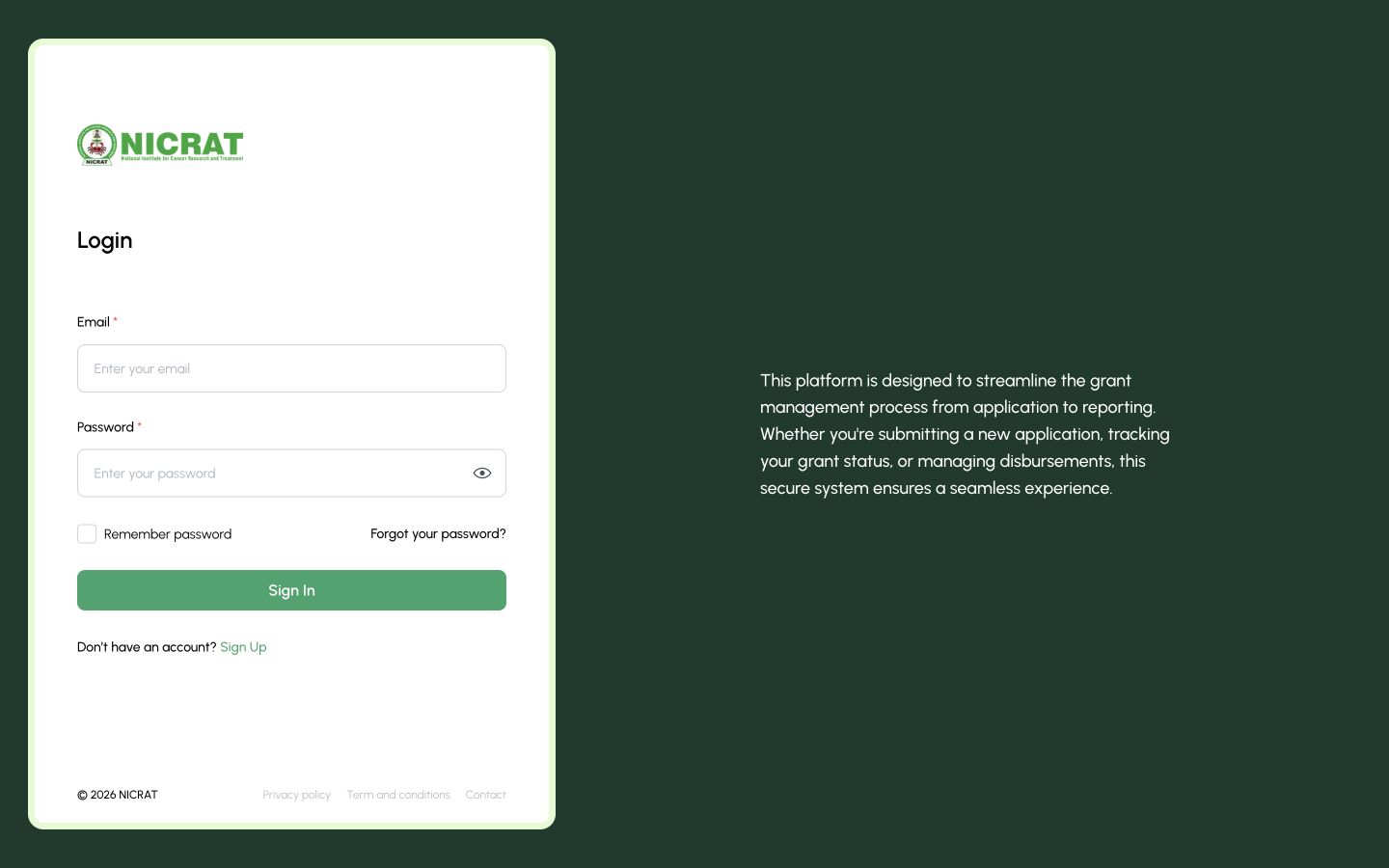 SYDFUNDS login page with Email, Password and Remember password fields